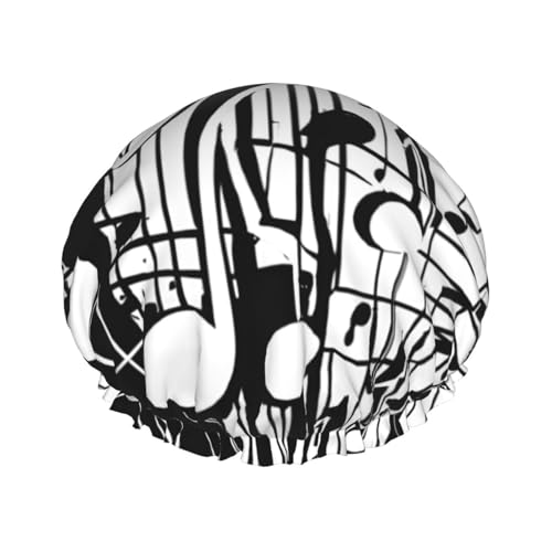 Duschhaube mit Musiknoten-Druck, doppellagig, gefüttert, Duschhauben für Frauen, wiederverwendbar Duschhaube mit Musiknoten-Druck, doppellagig, gefüttert, Duschhauben für Frauen, wiederverwendbar von BEIVGOXL
