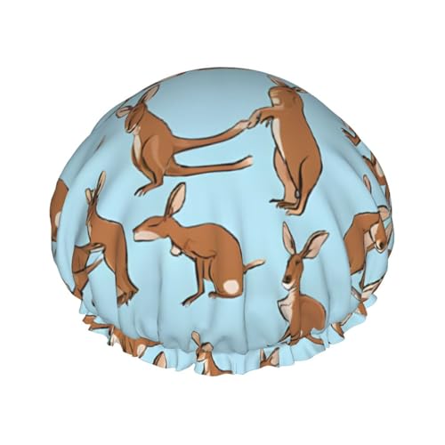 Funny For Kangaroo Zoo Printed Double Layer Lined Shower Cap,Shower Caps For Women Reusable von BEIVGOXL
