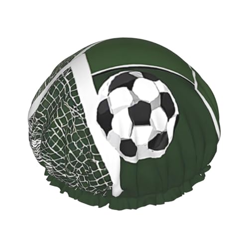 Green Grass Soccer Printed Double Layer Lined Shower Cap,Shower Caps For Women Reusable von BEIVGOXL