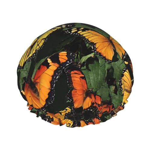 Heaps Of Orange Monarch Butterflies Printed Double Layer Lined Shower Cap,Shower Caps For Women Reusable von BEIVGOXL