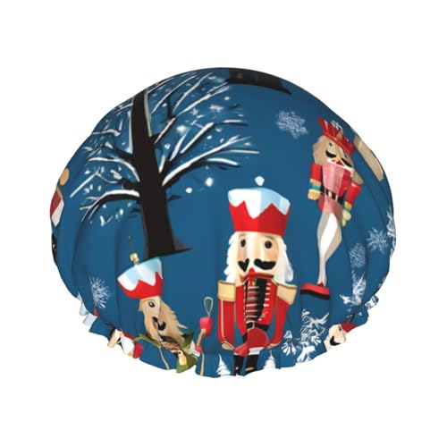 Nussknacker-Duschhaube für Damen, Motiv: Ballett, Weihnachten, Tanz, bedruckt, doppellagig, gefüttert, Duschhauben für Frauen, wiederverwendbar von BEIVGOXL
