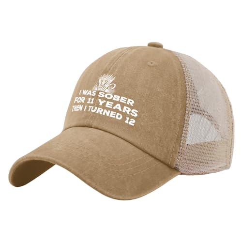 BEIXBE Dad Hat I was Sober for 11 Years Then I Turned 12 Trucker Hat Men Trendy Mesh Cap for Summer, Khaki, Einheitsgröße von BEIXBE