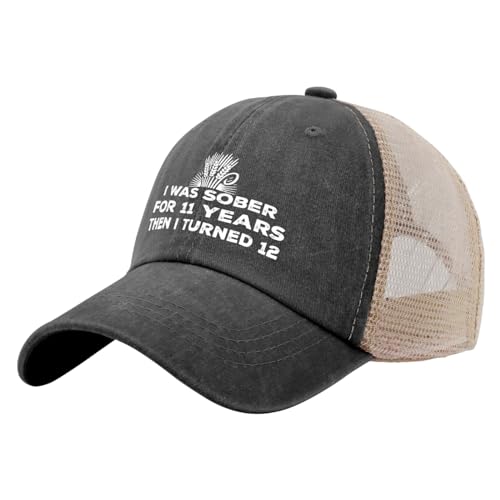 BEIXBE Dad Hat I was Sober for 11 Years Then I Turned 12 Trucker Hat Men Trendy Mesh Cap for Summer, Schwarz, Einheitsgröße von BEIXBE