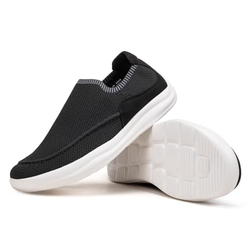 BEJINASH Herren-Schlupfschuhe, leicht, atmungsaktiv, mit Fußgewölbeunterstützung, bequeme Freizeitschuhe, Schwarz 01, 44.5 EU von BEJINASH