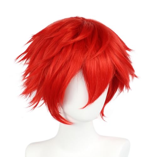 BEKIDER+1 Haarmütze kurze rote Perücke für Männer rote gewellte Perücke mit Pony für Halloween Weihnachten Event Kostüm Party BEKIDER+1 Haarmütze kurze rote Perücke für Männer rote gewellte Perücke mit Pony für Halloween Weihnachten Event Kostüm Party von BEKIDER