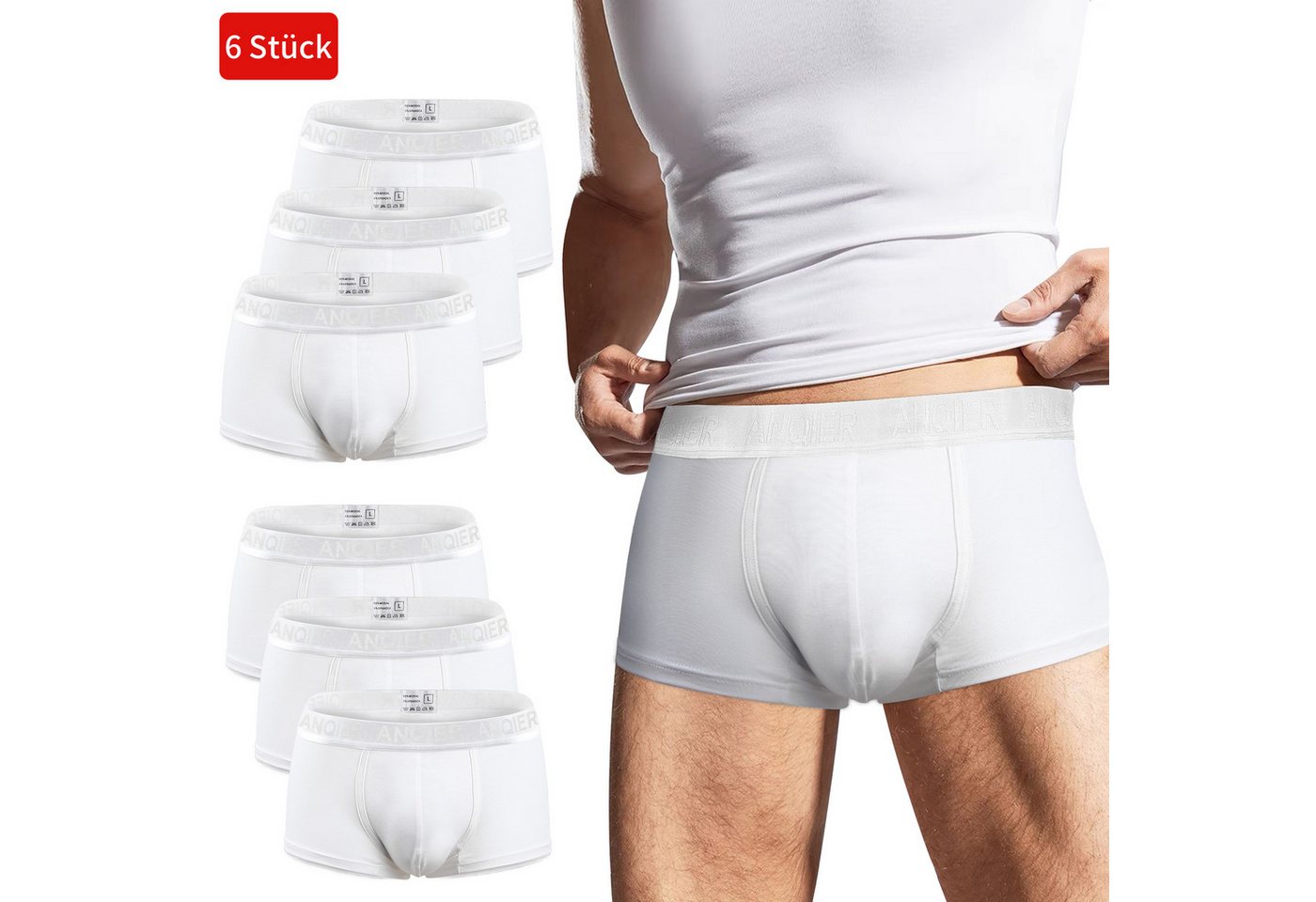BEKOMIYA Boxershorts Boxershorts Herren 6 Pack Baumwolle Unterhosen Männer (Ohne Kratzenden Zettel Männer Unterwäsche) Atmungsaktiv und Weiche Herrenunterwäsche von BEKOMIYA