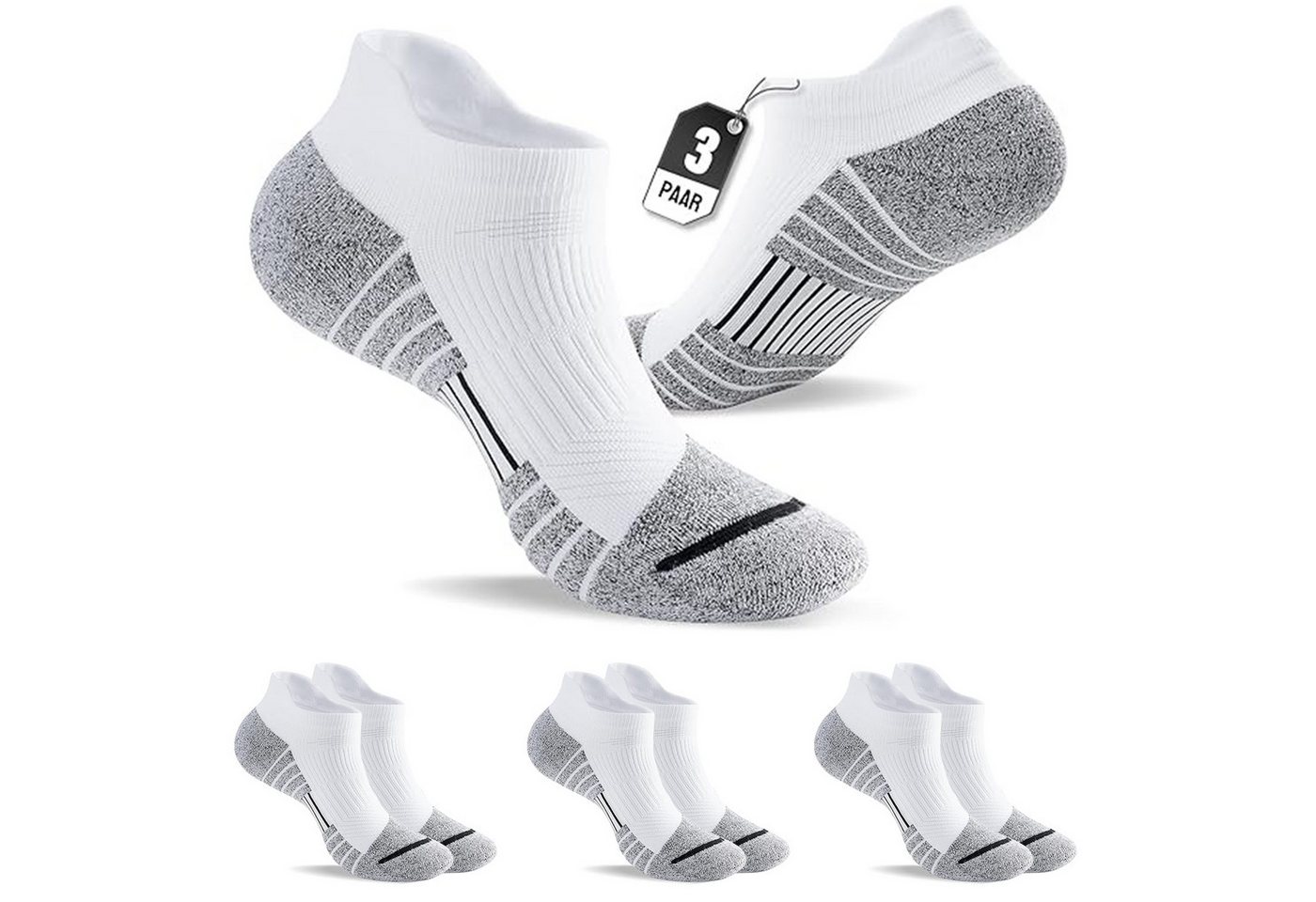 BEKOMIYA Kurzsocken Sport-Kurzsocken,Sneakersocken 3-6-10 Paar,Sneaker Socken Herren Damen (3-Paar) Atmungsaktive & Gepolstert,Laufsocken Kurze Halbsocken von BEKOMIYA