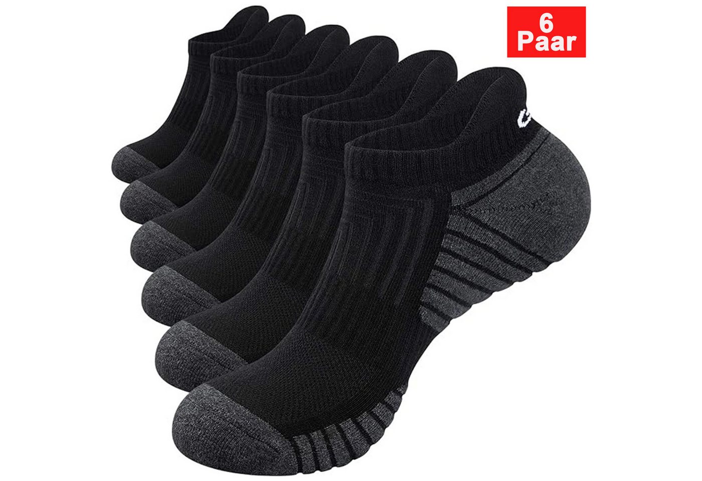 BEKOMIYA Kurzsocken Sport-Kurzsocken,Sneakersocken 3-6-10 Paar,Sneaker Socken Herren Damen (6-Paar) Atmungsaktive & Gepolstert,Laufsocken Kurze Halbsocken von BEKOMIYA