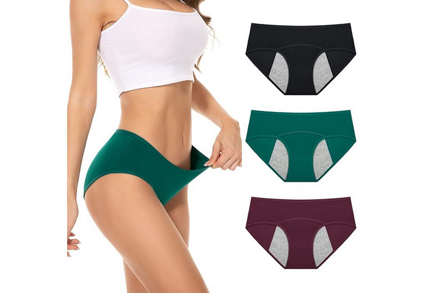 BEKOMIYA Slip Klassische Slips Unterhosen Damen Baumwolle Stretch Unterwäsche (3er-Pack, Baumwolle mittlerer / niedriger Taille Slip, Postpartum Panties Damen Hipsters Unterhosen Slips) von BEKOMIYA