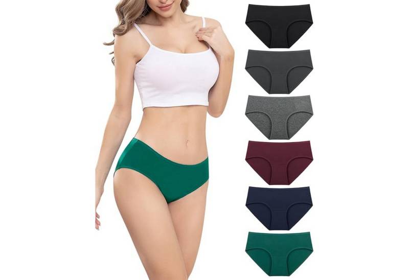 BEKOMIYA Slip Klassische Slips Unterhosen Damen Baumwolle Stretch Unterwäsche (mittlerer / niedriger Taille,Atmungsaktiv Panties Hipster Mehrpack, (6-St) aus elastischer Baumwolle) von BEKOMIYA