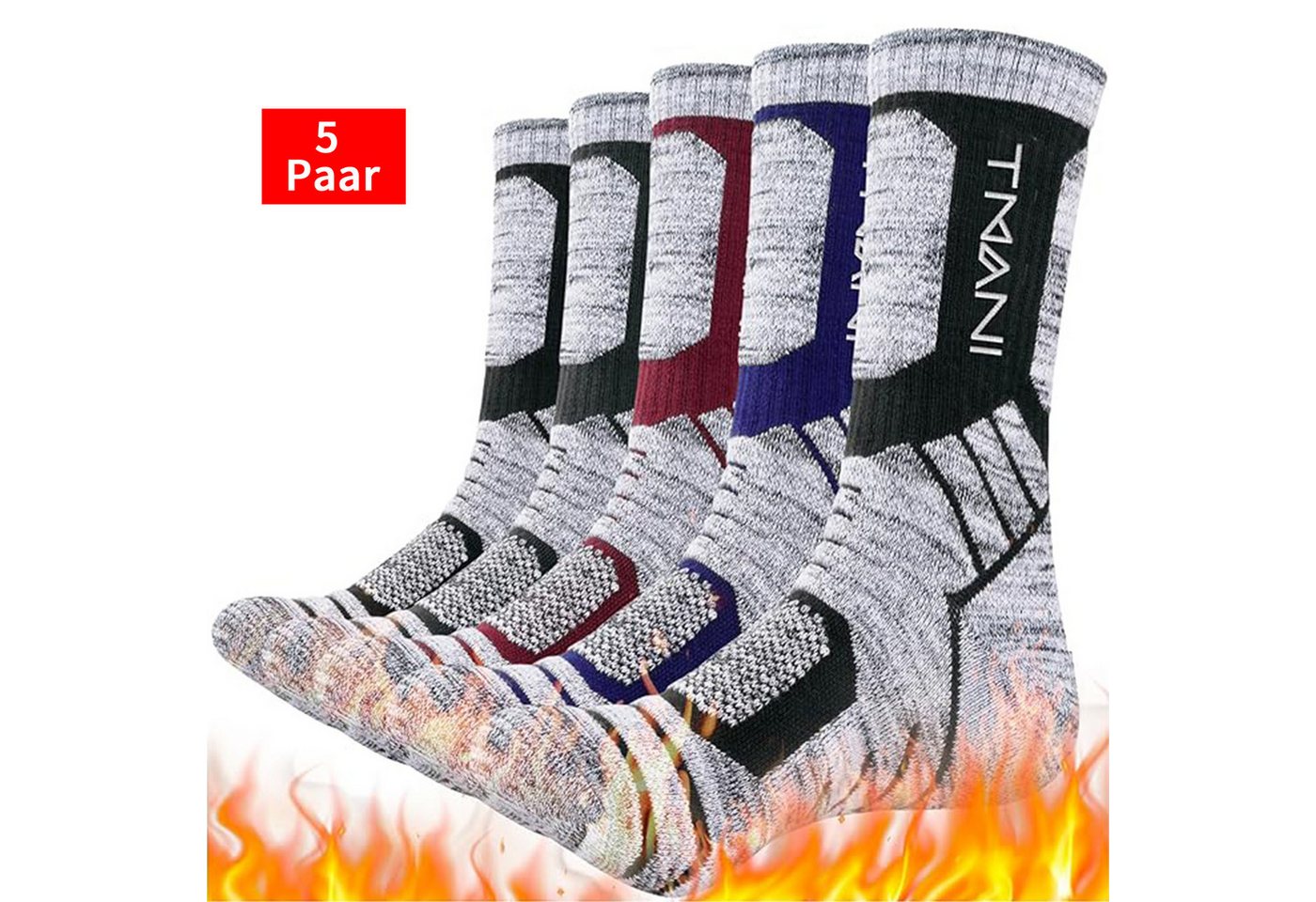 BEKOMIYA Wandersocken Wandersocken Herren Damen,Outdoor Socken Trekkingsocken (Sportsocken Laufsocken Tennissocken Arbeitssocken Atmungsaktiv, 5-Paar) von BEKOMIYA