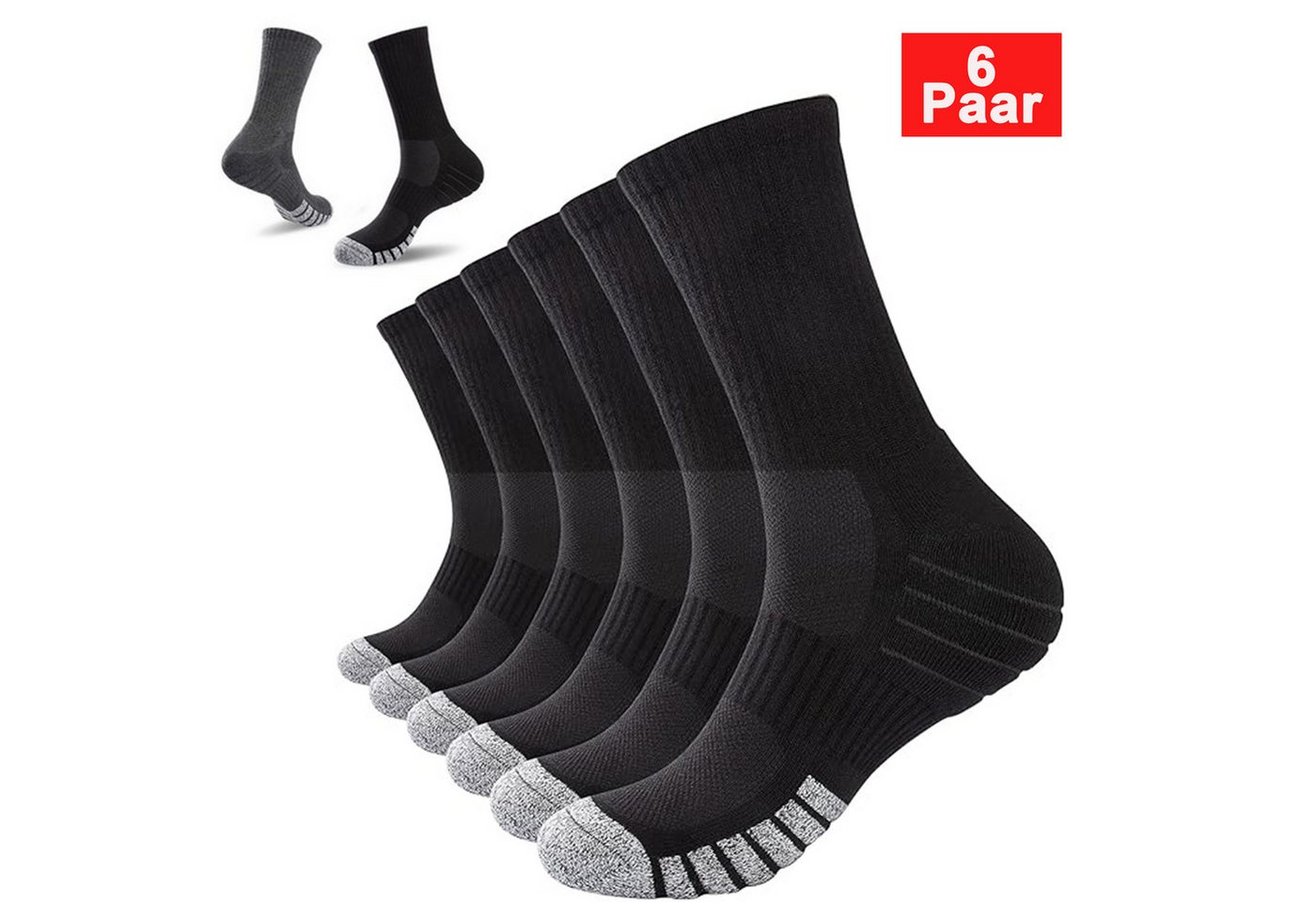 BEKOMIYA Wandersocken Wandersocken Herren Damen,Outdoor Socken Trekkingsocken (Sportsocken Laufsocken Tennissocken Arbeitssocken Atmungsaktiv, 6-Paar) von BEKOMIYA