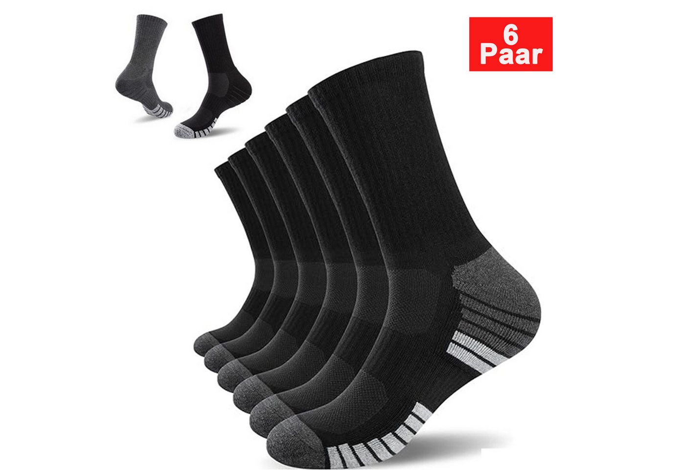 BEKOMIYA Wandersocken Wandersocken Herren Damen,Outdoor Socken Trekkingsocken (Sportsocken Laufsocken Tennissocken Arbeitssocken Atmungsaktiv, 6-Paar) von BEKOMIYA