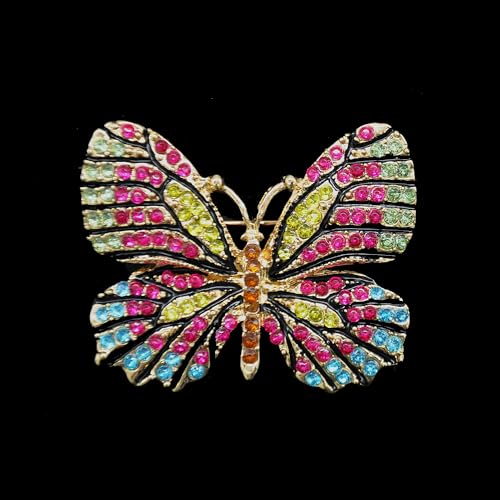 Milti BW-181 Brosche, bunt, Strass, Schmetterling, 3,8 cm von BELAGIO