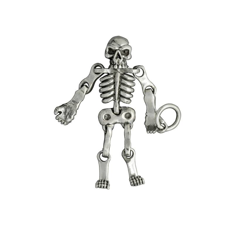Schädel Skelett Knochen Beweglicher Körper Arme Beine Biker Gothic Mensch Anhänger 9 G Sterling Silber Beldiamo von BELDIAMO