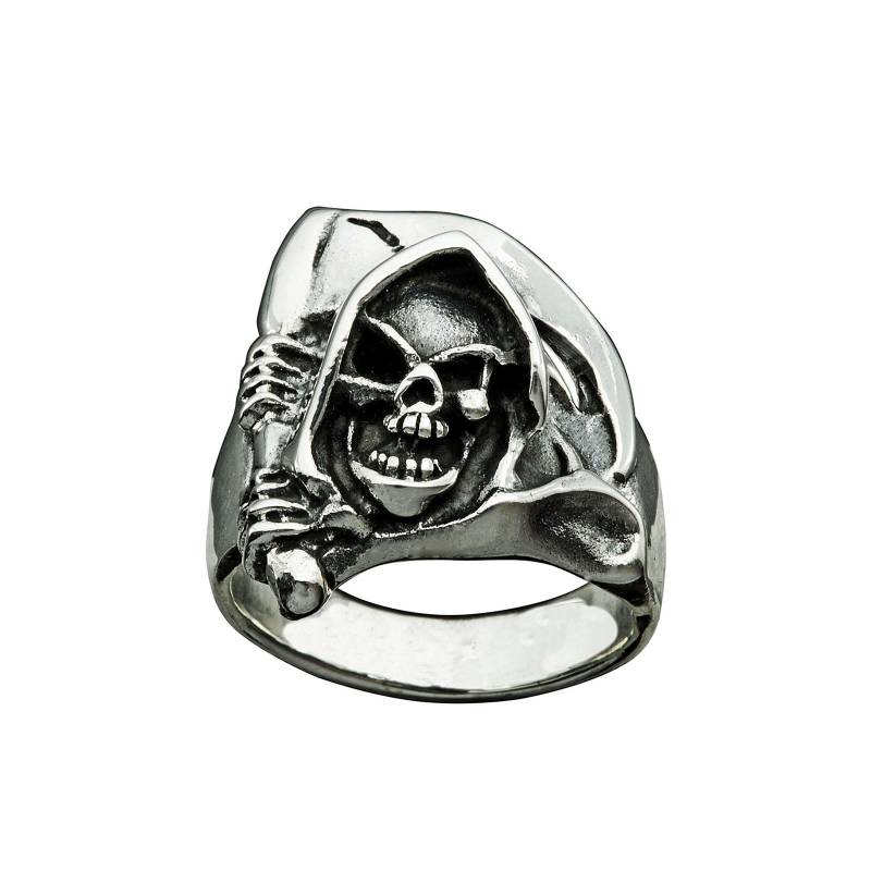 Totenkopf Halloween Sensenmann Tod Kapuzen Ring 13G 925 Sterling Silber Beldiamo von BELDIAMO