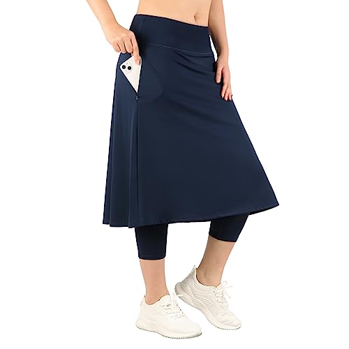 BELEROY Sportliche Damen-Leggings mit Taschen, hohe Taille, knielang, mit Capri-Leggings für Tennis, Aa-marineblau, XX-Large BELEROY Sportliche Damen-Leggings mit Taschen, hohe Taille, knielang, mit Capri-Leggings für Tennis, Aa-marineblau, XX-Large von BELEROY