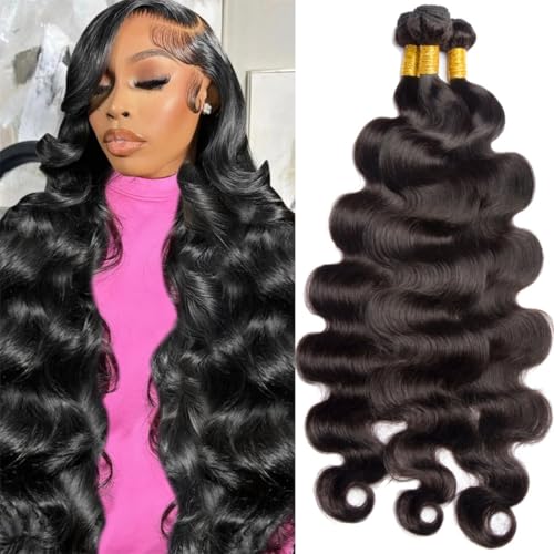 Bele 12A Body Wave Human Hair 3 Bundles 18 18 18 inch Brazilian Body Wave Extensions 100% Unprocessed Virgin Human Hair Weave Bundles for Black Women von BELE