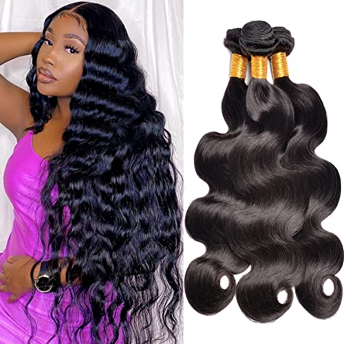 Bele 12A Body Wave Human Hair 3 Bundles 22 24 26 Inch 100% Unprocessed Brazilian Body Wave Virgin Human Hair Weave Extensions for Women Natural Color von BELE