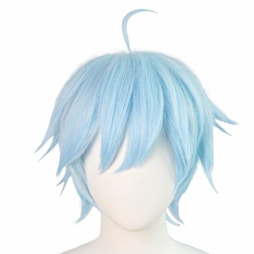 Anime Cosplay Chongyun Perücke, Junge Hellblau Kurzes Haar Perücken für Halloween Kostüm Party Accesorios von BELEB