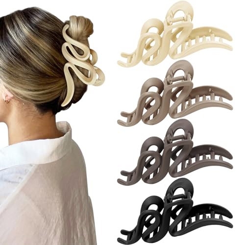 BELEVO 4 Stück Haarklammer Groß 13cm Wellenform Haarklammern Rutschfeste Haarspangen Damen Claw Clip Hair Clip Haarstyling Zubehör für Dickes Dünnes Langes Haar von BELEVO