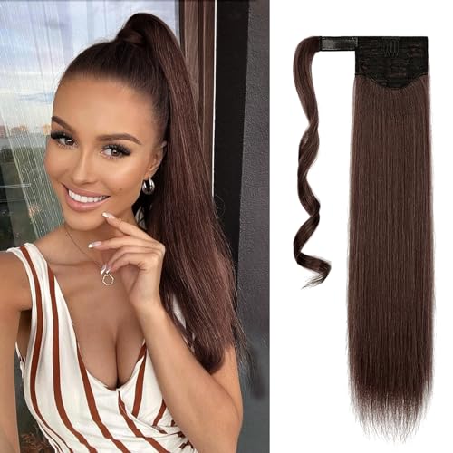 BELEVO Pferdeschwanz Haarteil, Langes Glattes Ponytail Extension Synthetik Haarverlängerung, Braids Extensions Natürliche Zopf Extension für Damen Mädchen 60cm von BELEVO