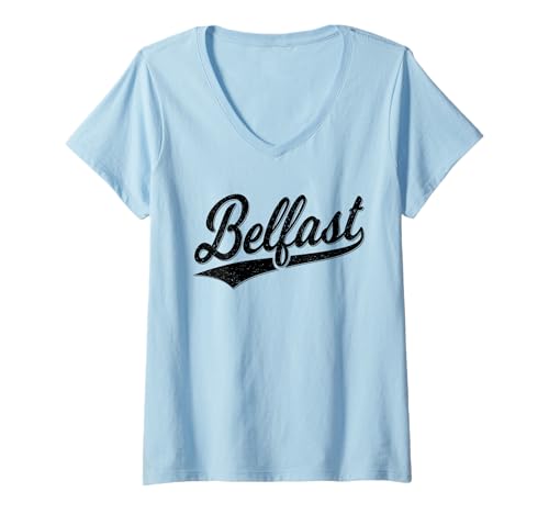 Damen Belfast Irland Variety Script Sport-Trikot T-Shirt mit V-Ausschnitt von BELFAST IRELAND