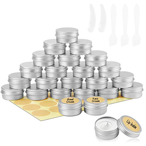 BELICOO 24 Stück Aluminium Leer Döschen 20ml Reise Cremedose Tiegel, Cremedose Leer Tiegel mit Schraubverschluss Reise Töpfchen Döschen Set, für Lotion, Kerze, Creme, Kosmetik (Silber) von BELICOO