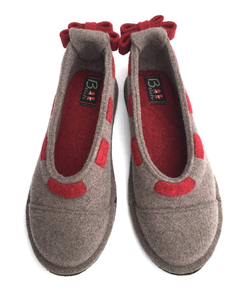 Warme Ballerinas Aus Wollfilz, Blume von BELITI