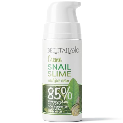 Gesichtscreme Schneckenschleim 85% feuchtigkeitsspendend und Anti-Falten 100 ml, pflegende Hautpflege Creme mit Hyaluronsäure und Vitamin C/E für Damen und Herren, Made in Italy - BELL'ITALIABIO von BELL'ITALIABIO