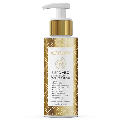 Gesichtsserum auf Basis von reinem Schneckenschleim, feuchtigkeitsspendend und knitterfrei, Gesichtsserum für Damen und Herren mit Hyaluronsäure, Vitamin C und Sheabutter 100 ml - BELL'ITALIABIO von BELL'ITALIABIO