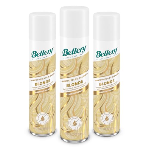 Bellery Blonde Dry Shampoo – Trockenshampoo für blondes Haar – hilft Haarwachstum und graues Haar zu verbergen – fruchtiger und zarter Duft – 3 Shampoo Spray à 200 ml von BELLERY