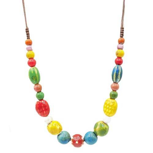 BELLEXIXI Verstellbare Bobobo-Kette im Bohemian-Stil, Vintage-Keramikperlen, lange Halskette, Pullover-Kette für Damen, LONG, Stein, Kein Edelstein BELLEXIXI Verstellbare Bobobo-Kette im Bohemian-Stil, Vintage-Keramikperlen, lange Halskette, Pullover-Kette für Damen, LONG, Stein, Kein Edelstein von BELLEXIXI