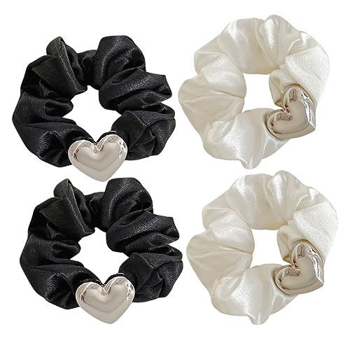 BELLIFFY 4stücke Haarbänder Mit Herzdekor Elastische Haargummis Für Damen Vielseitige Haarties Für Ponytails Accessoire Für Alltag Und Partys von BELLIFFY