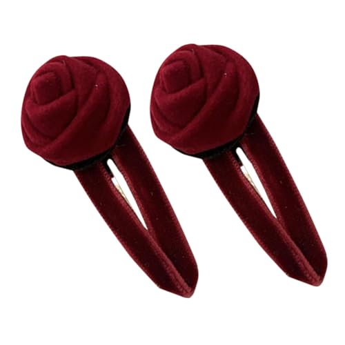 BELLIFFY 1paar Vintage Blumen Haarklammer Für Damen Retro Haarspange Mit Eleganter Rosenblüte Für Partys Hochzeiten Und Täglichen Gebrauch Rutschfester Halt Weinrot von BELLIFFY