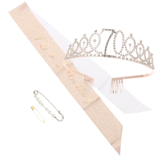 BELLIFFY Geburtstagskronen-schärpen-set Strass-tiara Geburtstagsschärpe Party-schultergurt-set Für Frauen von BELLIFFY