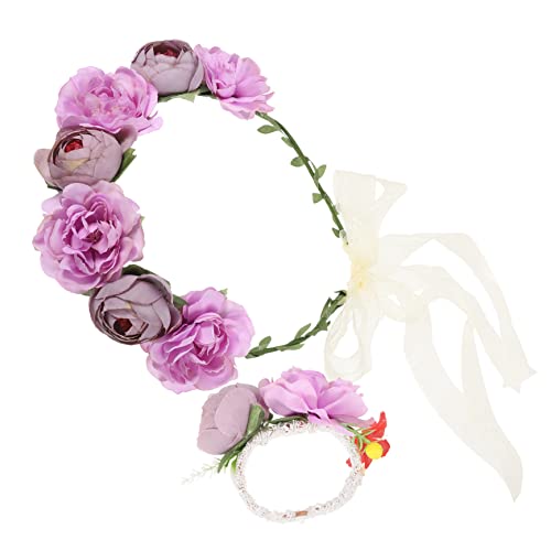 BELLIFFY Elegantes Blumen-stirnband-set Corsage Blumenarmband Braut-kopfschmuck Accessoire Für Frauen von BELLIFFY
