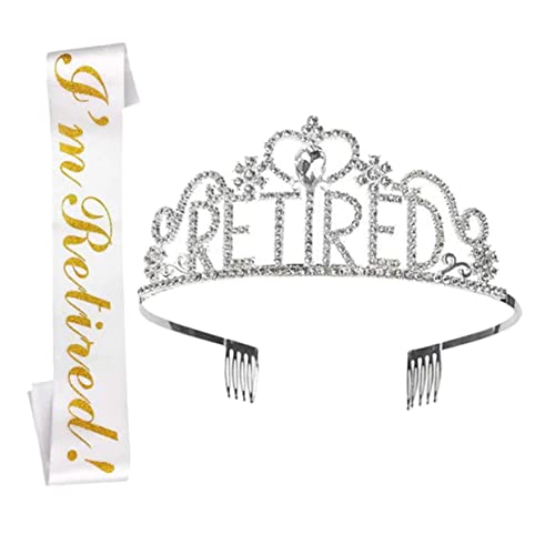 BELLIFFY Deko Ruhestand Frau Mit Krone Und Schärpe Partyaccessoires Für Pensionierung Elegante Ruhestandsdekoration von BELLIFFY