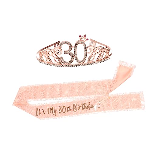 BELLIFFY 1satz Geburtstagsschärpe Und Für Frauen Elegante Rosegold Krone Und Schärpe Für Geburtstagsfeier Als Party-dekoration Und Fotorequisite Leicht Und Tragbar Für Besondere von BELLIFFY