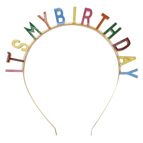 BELLIFFY Alphabet „banner“ Geburtstags-haarband Legierungsmaterial Buntes „“ Buchstaben-stirnband Für Geburtstagsfeier von BELLIFFY