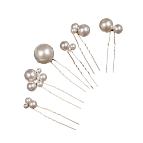 BELLIFFY 1 Set/6 Stück Damen-haarspangen Doppelperlen U-form Bobby Modische Haar-tools für Mädchen Haarbefestigung von BELLIFFY