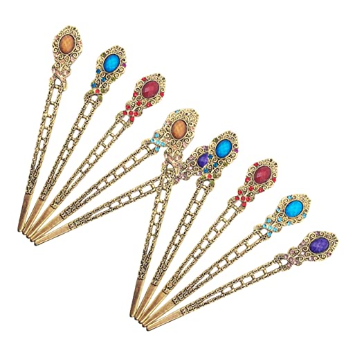 BELLIFFY 10stücke Vintage Haarstäbe Mit Strasssteinen Für Frauen Chinesische Haarstäbchen Retro-haaraccessoires Haarstyling-accessoires Für Dutts Essstäbchen Für Haarschmuck von BELLIFFY