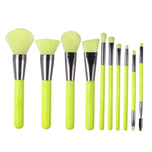 BELLIFFY 10stücke Teiliges Set Bunter Make-up-pinsel Mit Ultraweichen Borsten Kosmetik-tool Für Frauen Und Mädchen Für Spa-partys Und Tägliche Anwendungen Leuchtendes Grün von BELLIFFY
