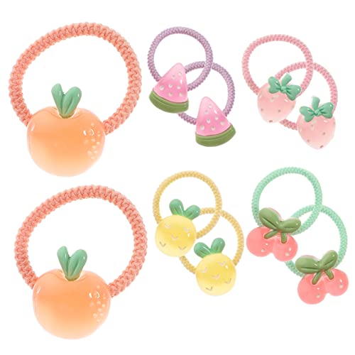 BELLIFFY 10 Stück Elastische Haargummis Für Mädchen Niedliche Obst Haarseile Für Kleinkinder Elastische Pferdeschwanzhalter Bunt Und Bequem von BELLIFFY