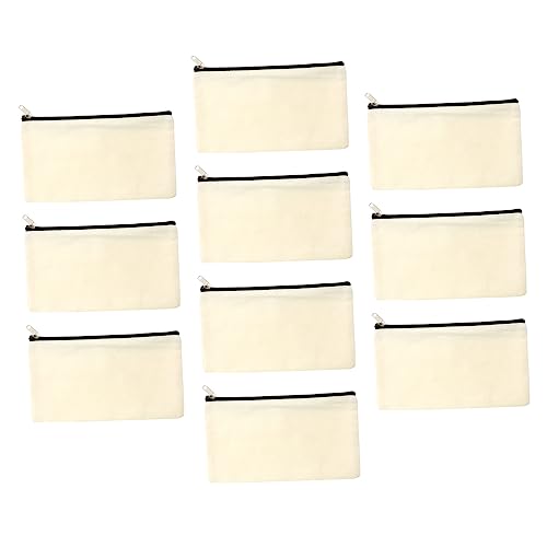 BELLIFFY 10stücke Canvas-federmäppchen DIY-basteltaschen Mit Reißverschluss Canvas-Kosmetiktasche Münztasche Tasche Für Schule Reise Graffiti Stickereien Malen Langlebig von BELLIFFY