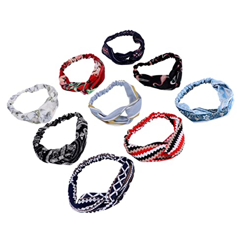 BELLIFFY 10stücke Bohemian Style Haarbänder Elastische Bedruckte Damen Stirnbänder Im Cross-design Für Sport Reisen Und Alltag Vielseitige Farben Und Muster von BELLIFFY