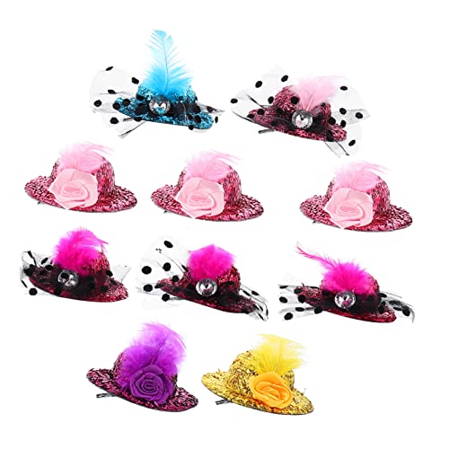 BELLIFFY 10stücke Mädchen Haarnadeln Feder Hut Haar Clips Spitzen-kopfbedeckung Party-haarspange Formelle Haaraccessoires von BELLIFFY