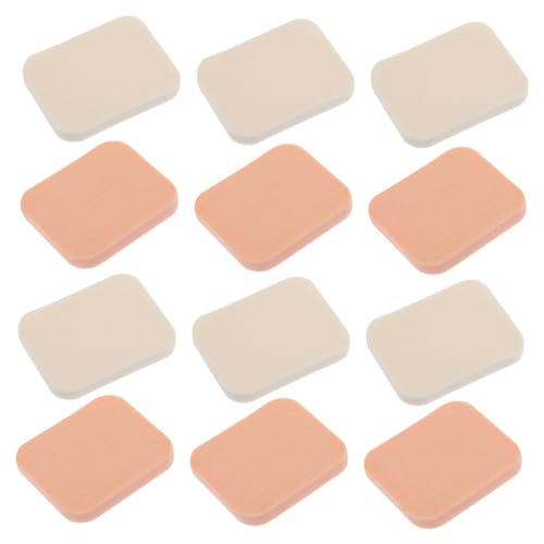 BELLIFFY Foundation Pad Quadratisch 12Pcs Schminkquasten Schminkpad Kosmetikquaste Mädchen Kosmetik Puderquaste Schminkquaste für Damen Trocken Nass Anwendung von BELLIFFY