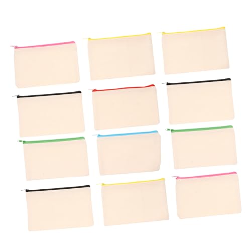 BELLIFFY 12er-Pack Canvas-federmäppchen Mit Reißverschluss Praktische Reise-kulturtaschen Für Schreibwaren Und Kosmetik Für Schüler Und Freunde von BELLIFFY