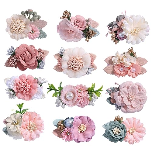 BELLIFFY 12stücke Blumenhaarspange Für Mädchen Simulation Blumen Haar Clips Dekorative Blumen Haarspangen von BELLIFFY